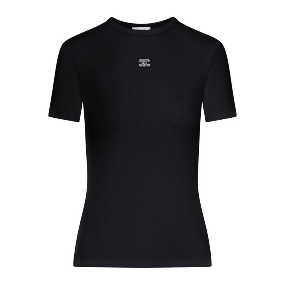 Celine Women Slim Fit Cotton T-Shirt With Logo